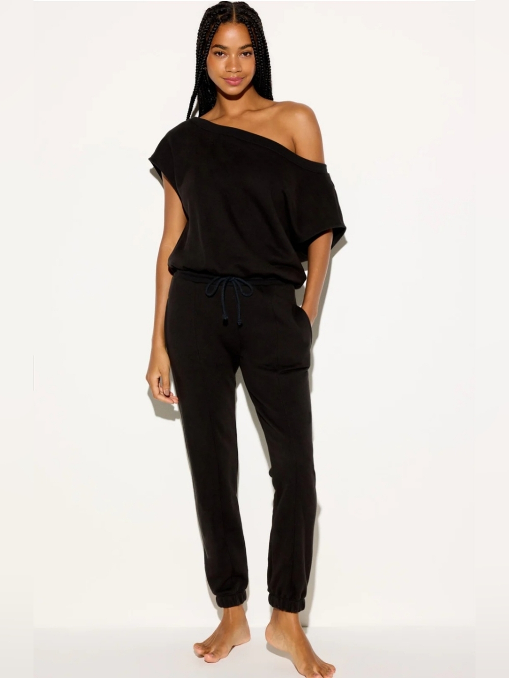 Spiritual Gangster Black Shelly Off Shoulder  Jumpsuit